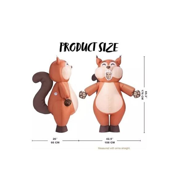 Puff Me Up Halloween Inflatable Squirrel Costume Kid Brown Party Animal Body New - Picture 1 of 7
